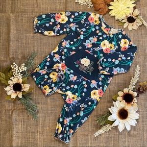 Peek Baby Cotton Multicolor Floral Coverall with Embroidery Pocket
